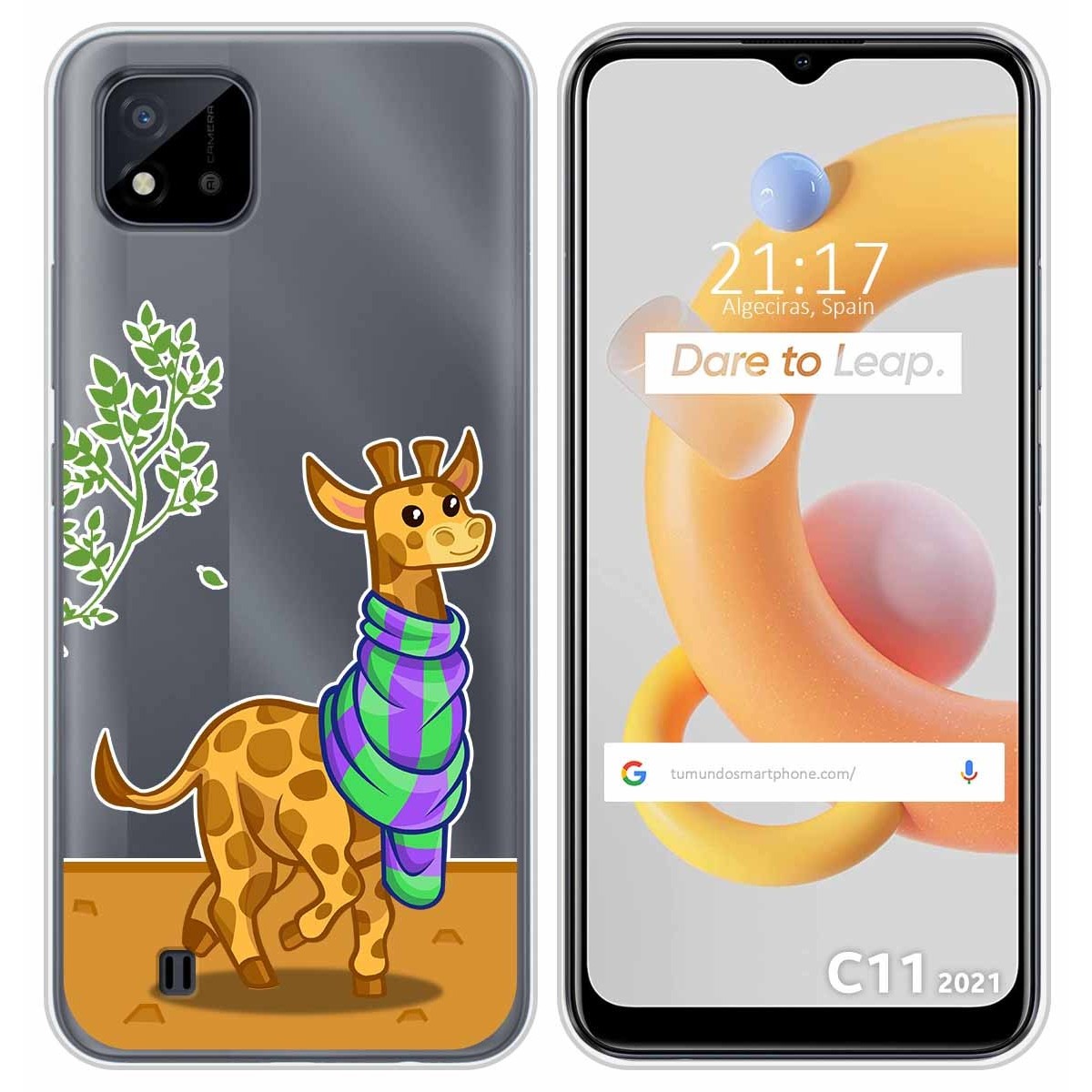 Funda Silicona Transparente para Realme C11 2021 diseño Jirafa Dibujos