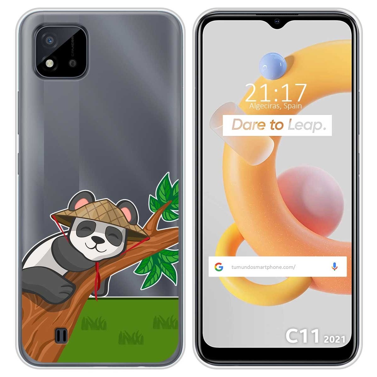 Funda Silicona Transparente para Realme C11 2021 diseño Panda Dibujos