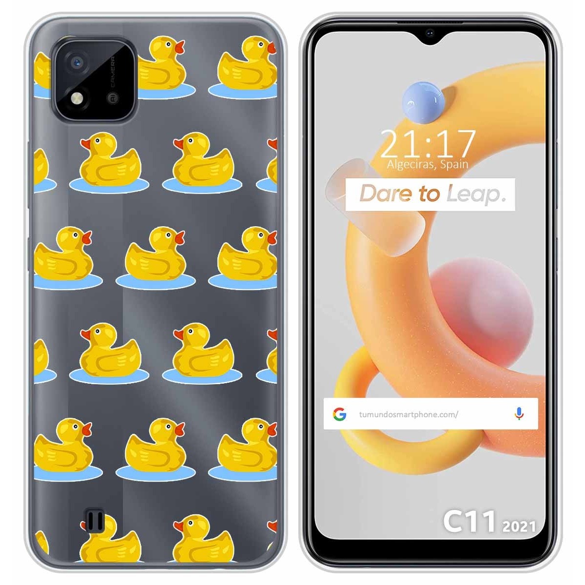 Funda Silicona Transparente para Realme C11 2021 diseño Pato Dibujos