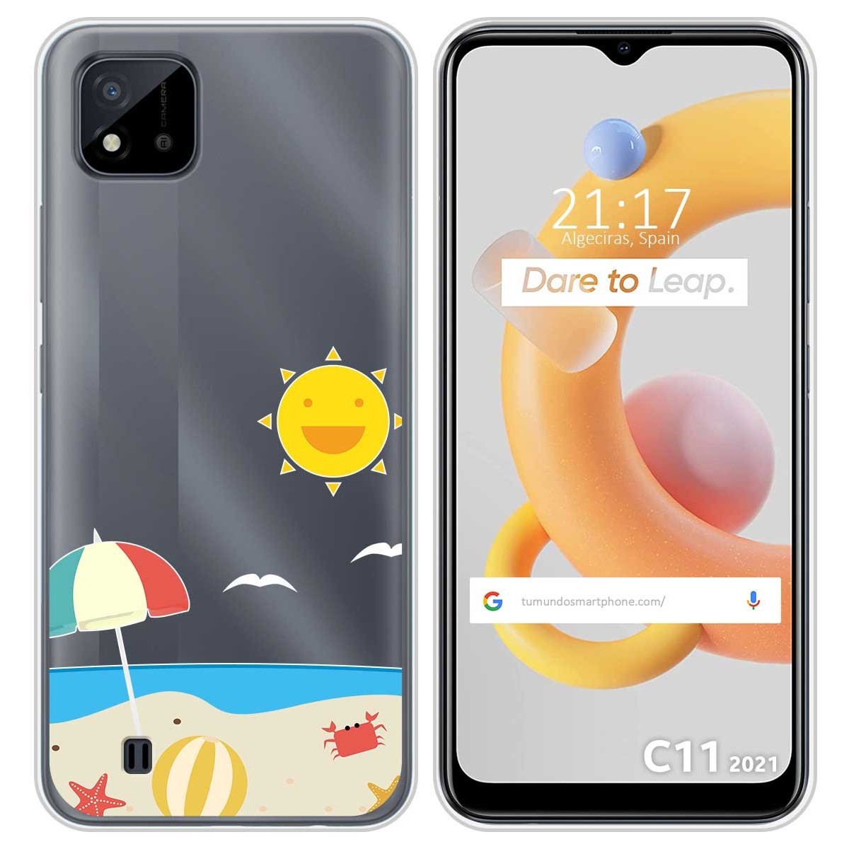 Funda Silicona Transparente para Realme C11 2021 diseño Playa Dibujos