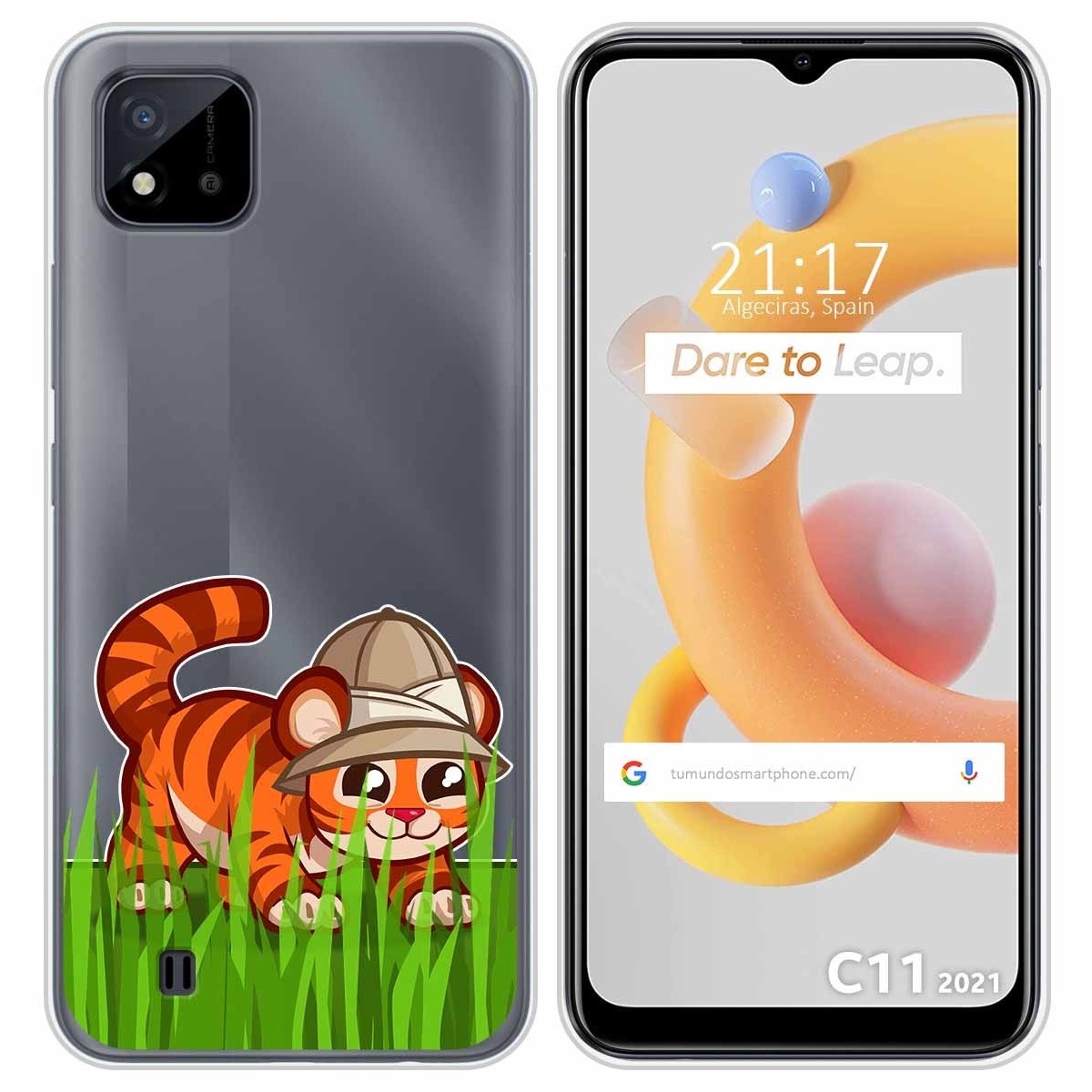Funda Silicona Transparente para Realme C11 2021 diseño Tigre Dibujos