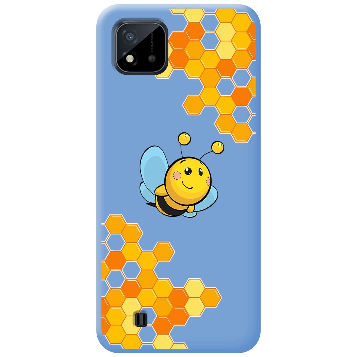 Funda Silicona Líquida Azul para Realme C11 2021 diseño Abeja Dibujos