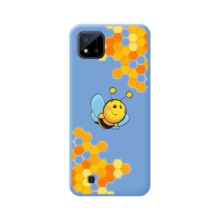Funda Silicona Líquida Azul para Realme C11 2021 diseño Abeja Dibujos