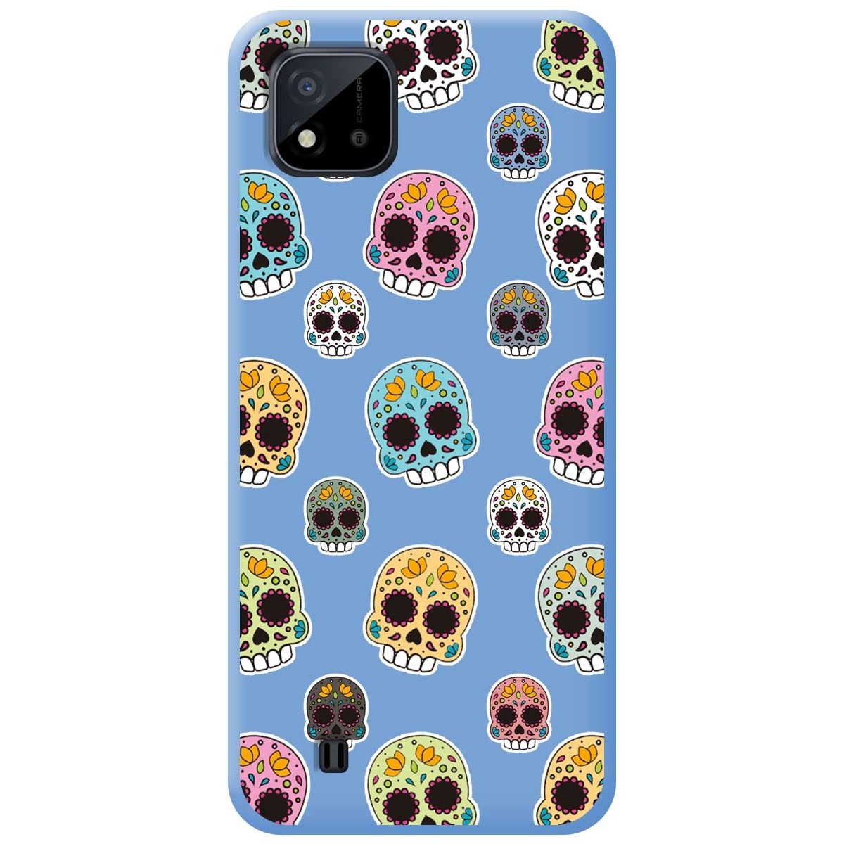 Funda Silicona Líquida Azul para Realme C11 2021 diseño Catrina Dibujos