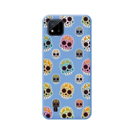 Funda Silicona Líquida Azul para Realme C11 2021 diseño Catrina Dibujos