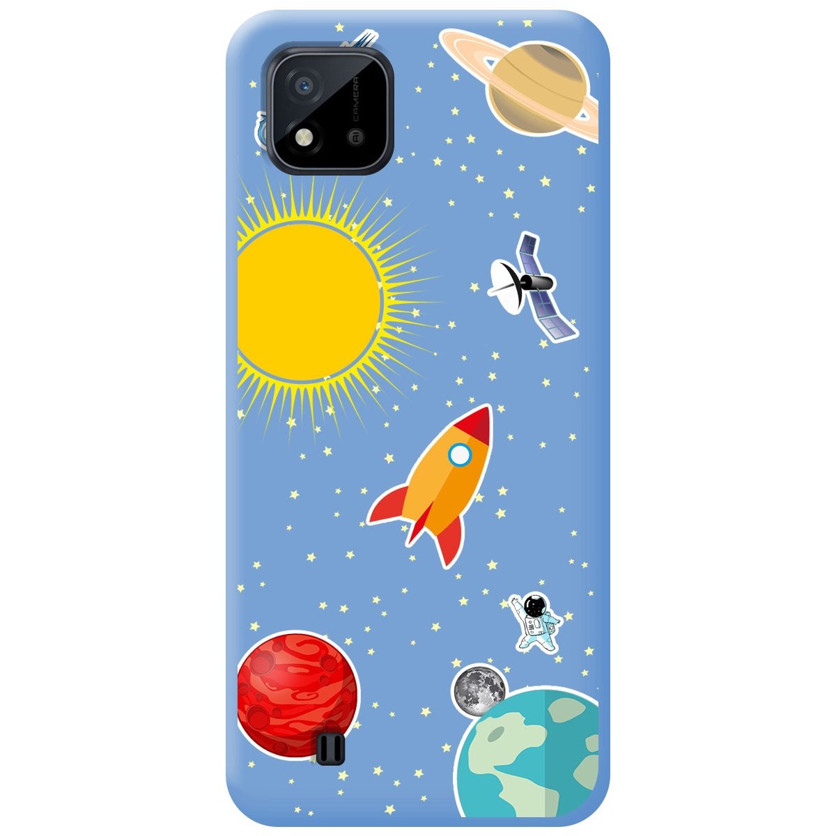 Funda Silicona Líquida Azul para Realme C11 2021 diseño Espacio Dibujos