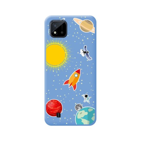 Funda Silicona Líquida Azul para Realme C11 2021 diseño Espacio Dibujos