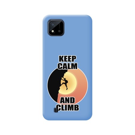 Funda Silicona Líquida Azul para Realme C11 2021 diseño Hombre Escalada Dibujos