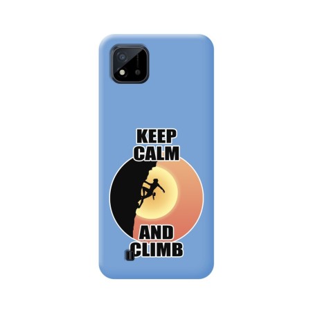 Funda Silicona Líquida Azul para Realme C11 2021 diseño Mujer Escalada Dibujos