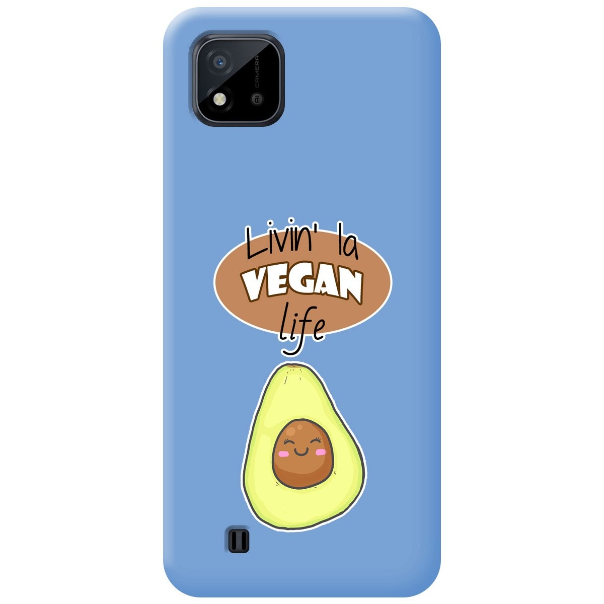 Funda Silicona Líquida Azul para Realme C11 2021 diseño Vegan Life Dibujos