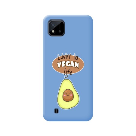 Funda Silicona Líquida Azul para Realme C11 2021 diseño Vegan Life Dibujos