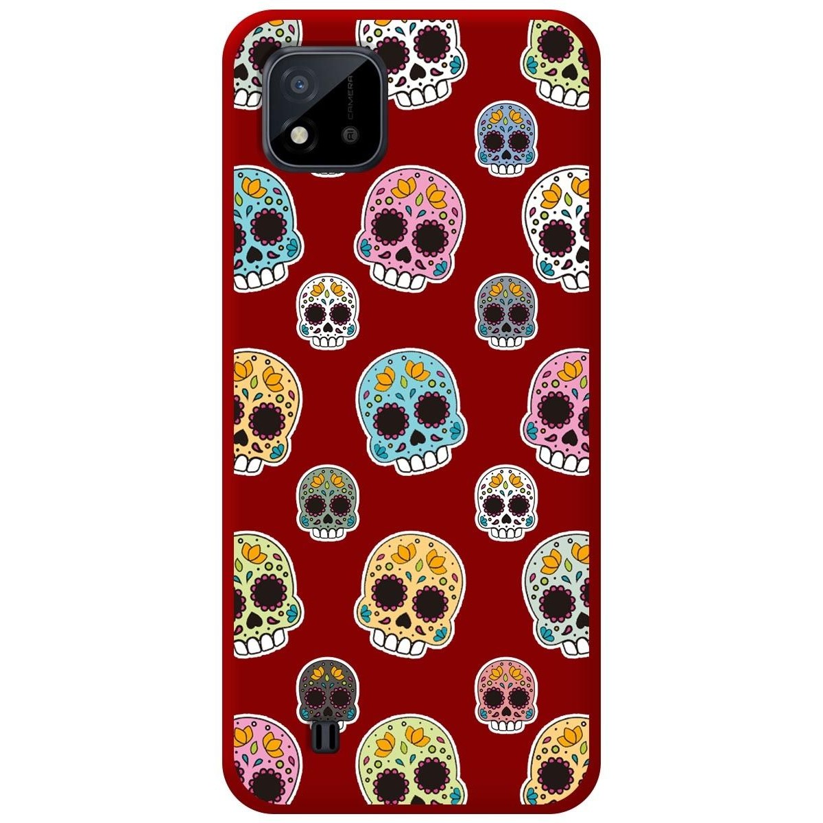 Funda Silicona Líquida Roja para Realme C11 2021 diseño Catrina Dibujos