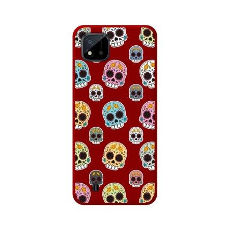 Funda Silicona Líquida Roja para Realme C11 2021 diseño Catrina Dibujos