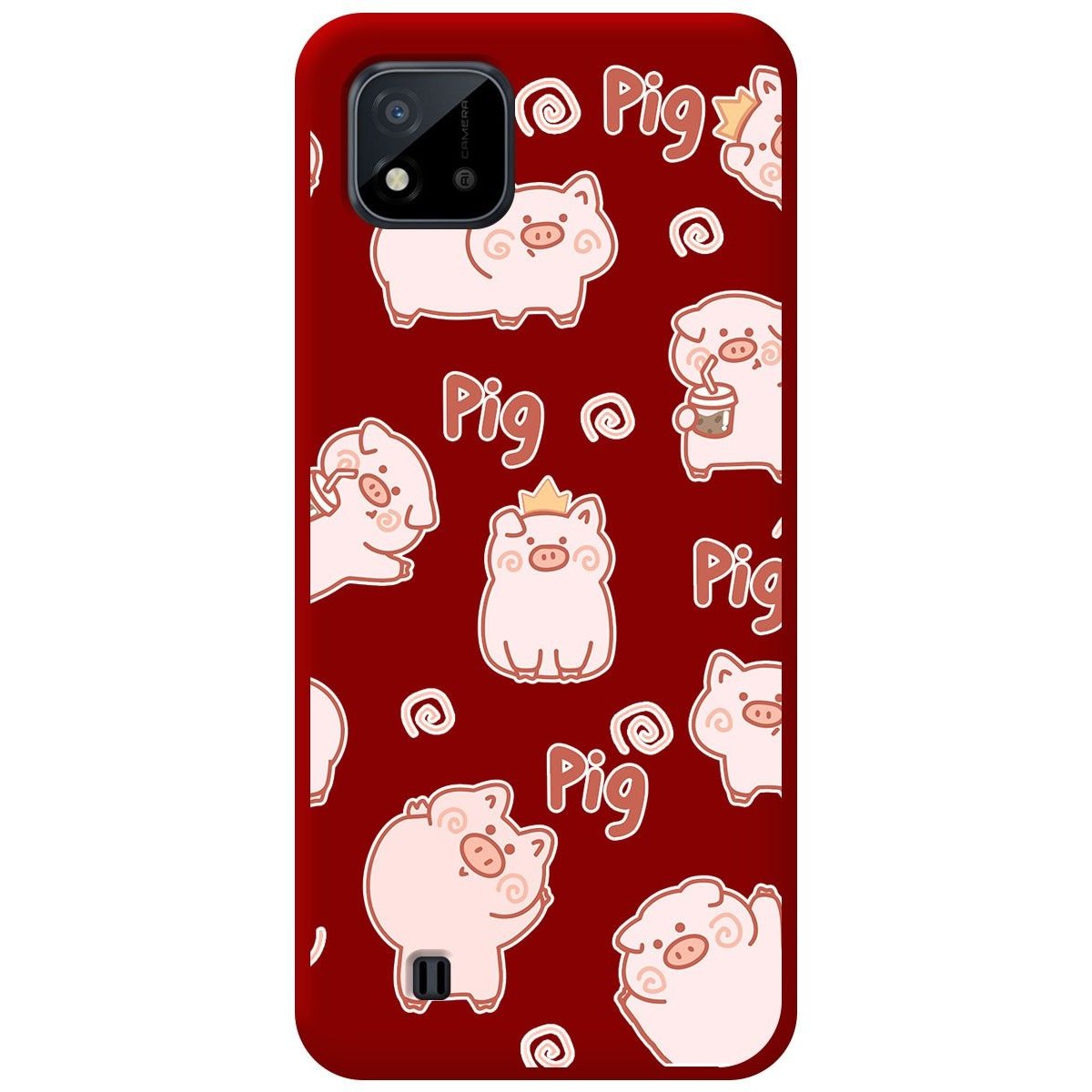 Funda Silicona Líquida Roja para Realme C11 2021 diseño Cerdos Dibujos