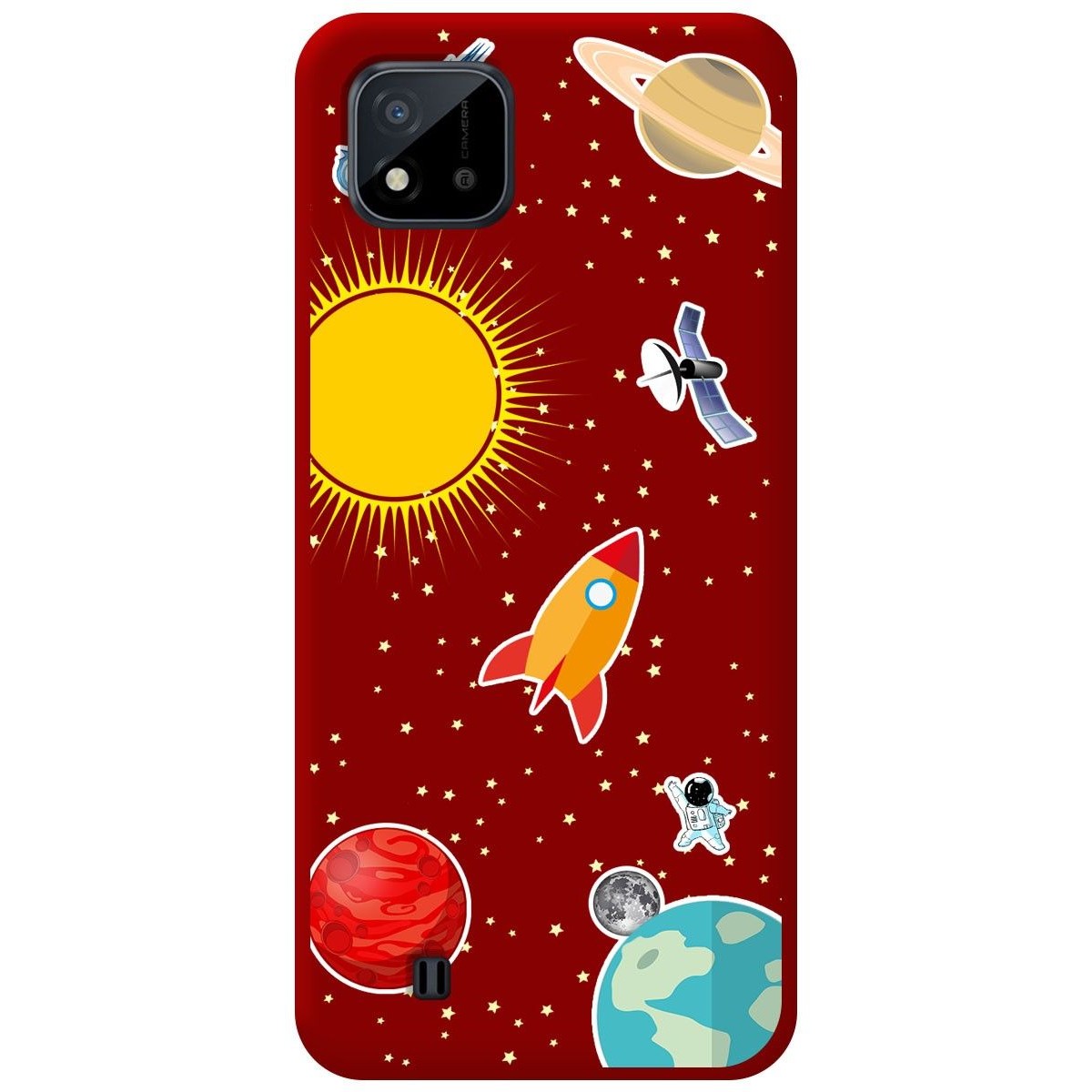 Funda Silicona Líquida Roja para Realme C11 2021 diseño Espacio Dibujos
