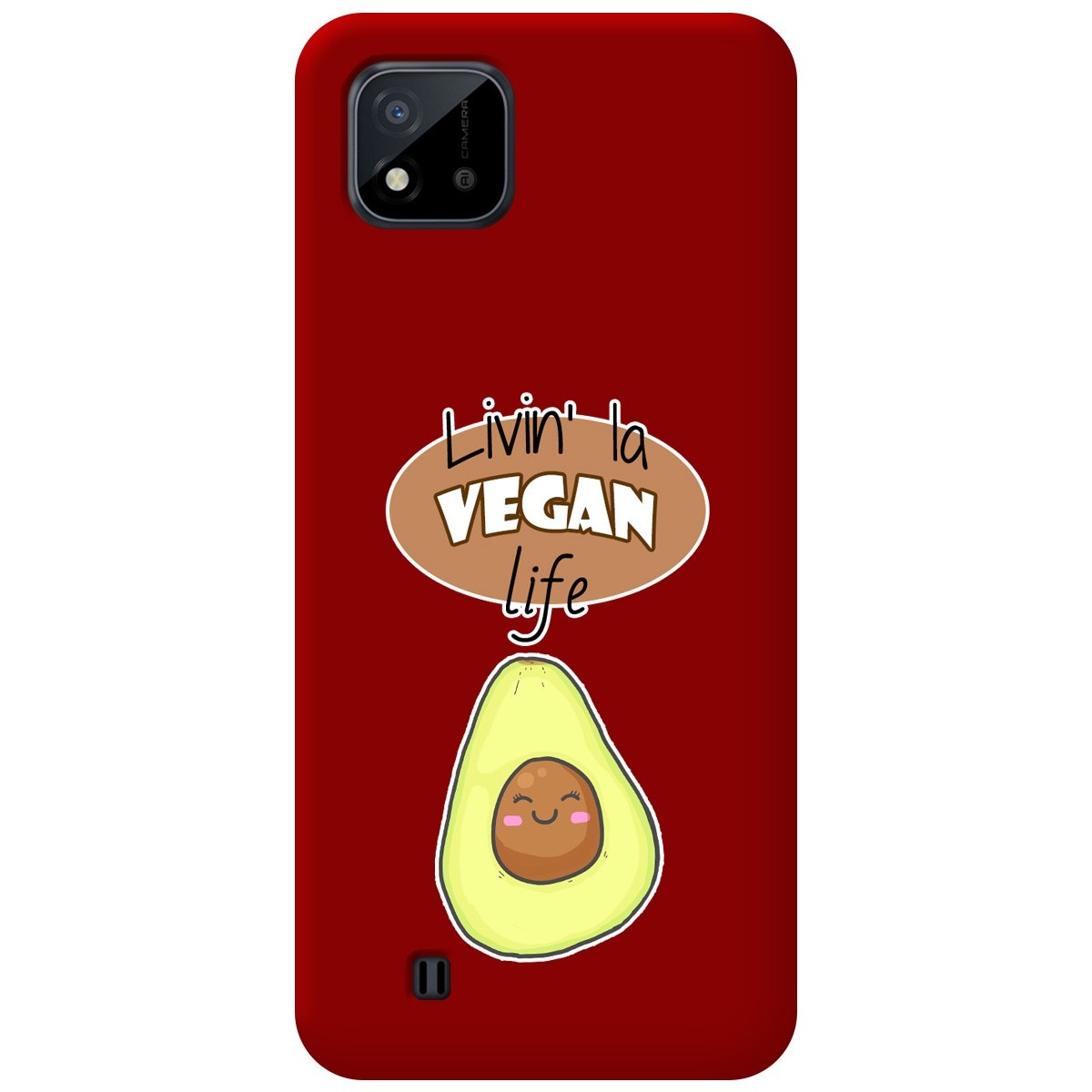 Funda Silicona Líquida Roja para Realme C11 2021 diseño Vegan Life Dibujos