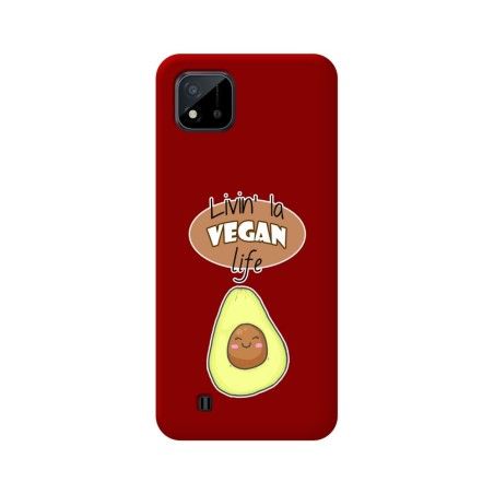 Funda Silicona Líquida Roja para Realme C11 2021 diseño Vegan Life Dibujos
