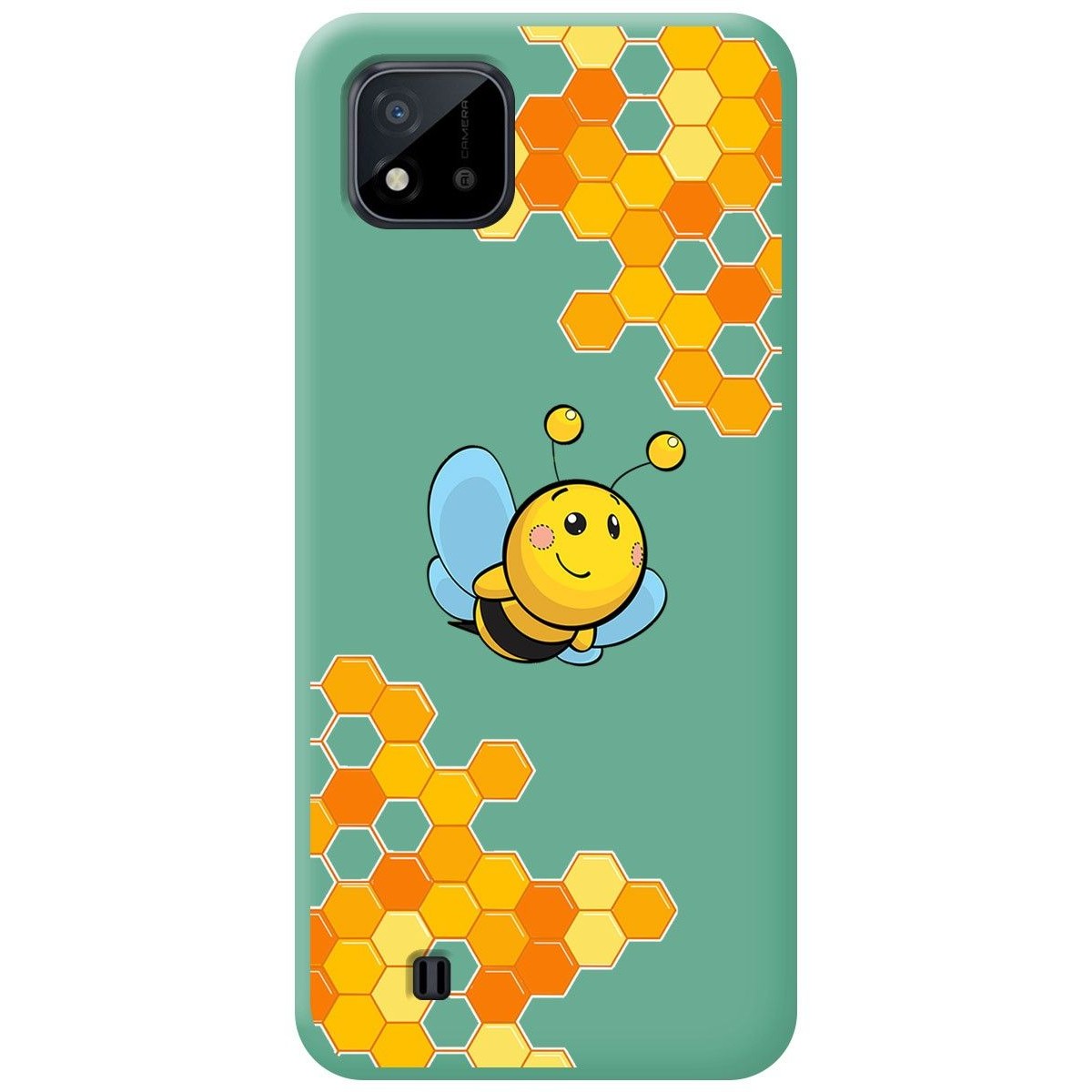 Funda Silicona Líquida Verde para Realme C11 2021 diseño Abeja Dibujos