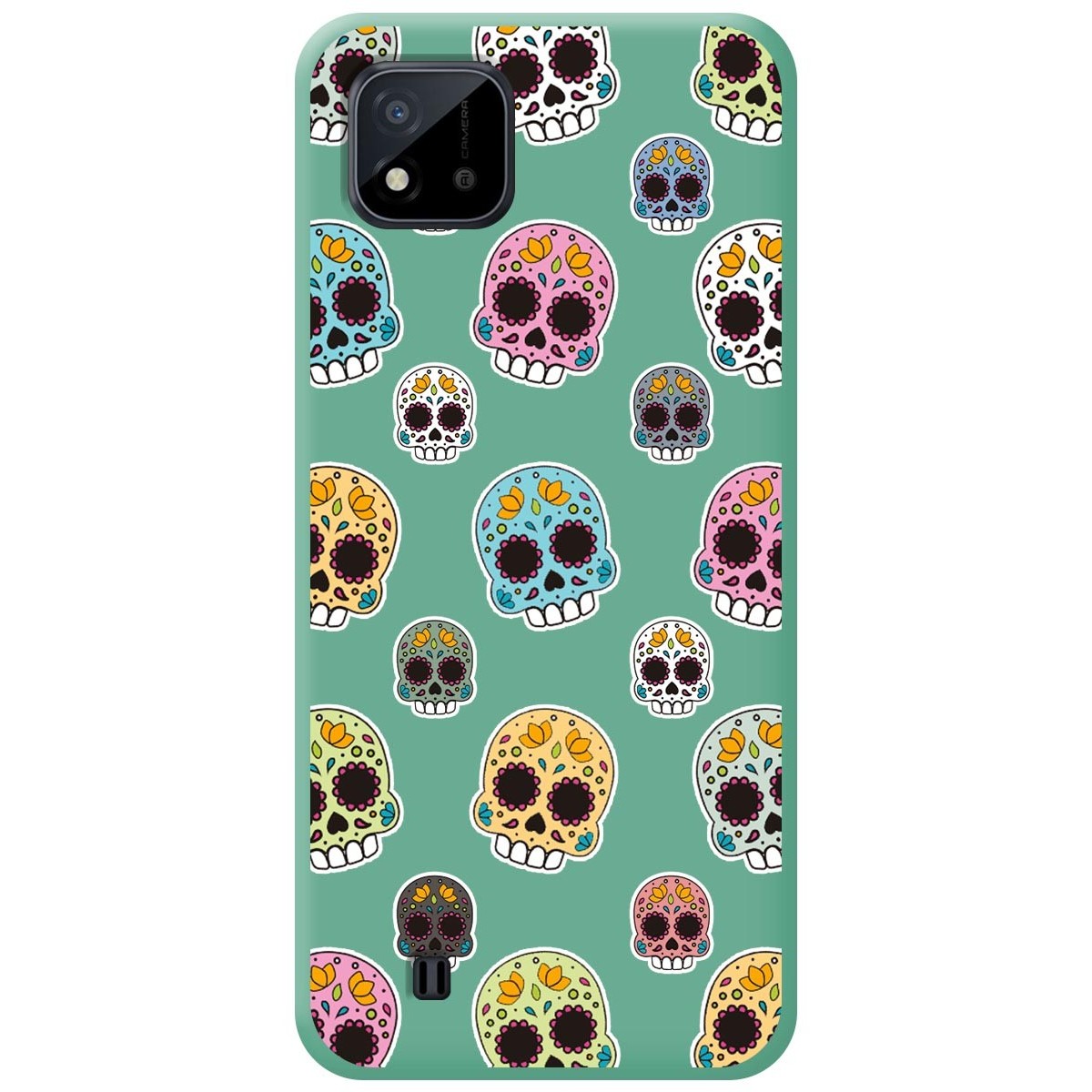 Funda Silicona Líquida Verde para Realme C11 2021 diseño Catrina Dibujos