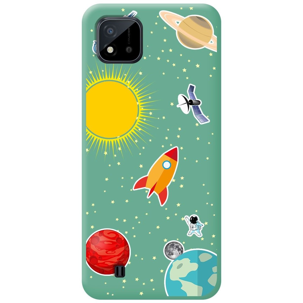 Funda Silicona Líquida Verde para Realme C11 2021 diseño Espacio Dibujos