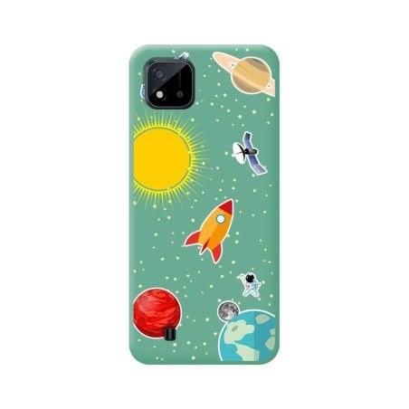 Funda Silicona Líquida Verde para Realme C11 2021 diseño Espacio Dibujos