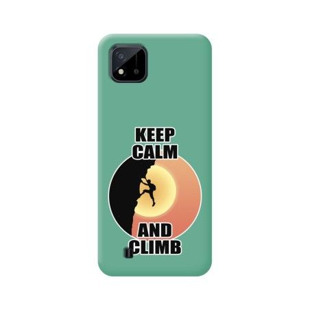 Funda Silicona Líquida Verde para Realme C11 2021 diseño Hombre Escalada Dibujos
