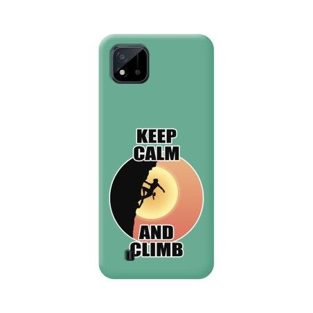 Funda Silicona Líquida Verde para Realme C11 2021 diseño Mujer Escalada Dibujos