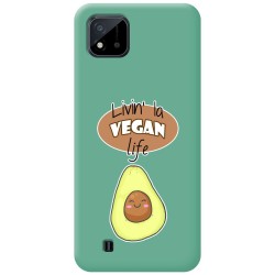 Funda Silicona Líquida Verde para Realme C11 2021 diseño Vegan Life Dibujos