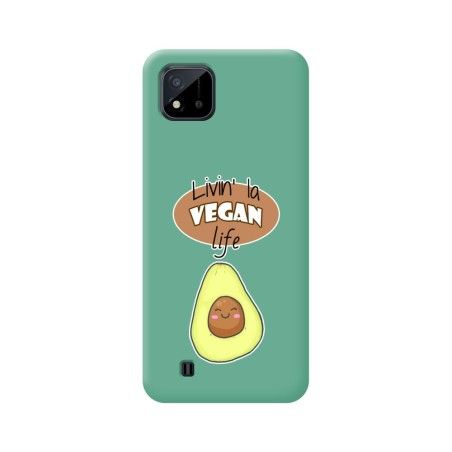 Funda Silicona Líquida Verde para Realme C11 2021 diseño Vegan Life Dibujos