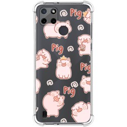 Funda Silicona Antigolpes para Realme C21Y / C25Y diseño Cerdos Dibujos