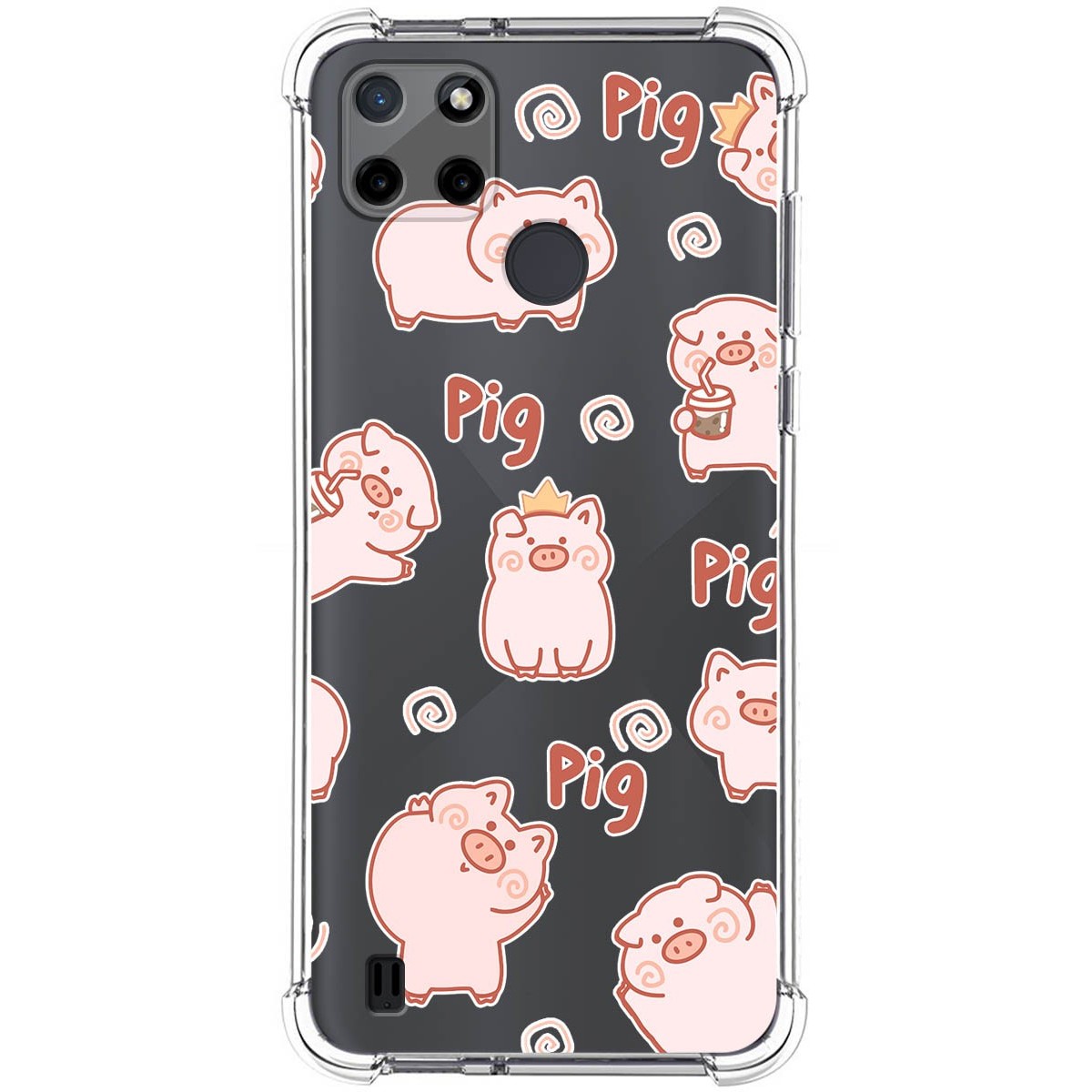 Funda Silicona Antigolpes para Realme C21Y / C25Y diseño Cerdos Dibujos