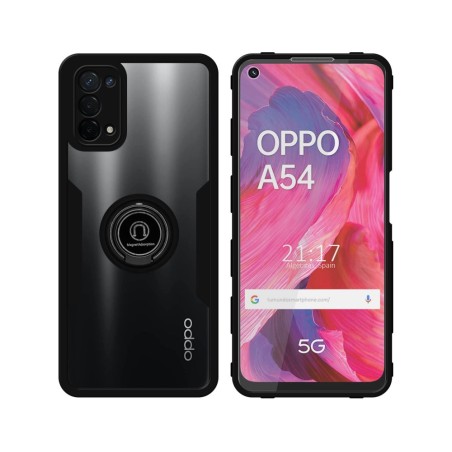 Funda Doble Negra Pc + Tpu Full Body 360 con Anillo para Oppo A54 5G / A74 5G