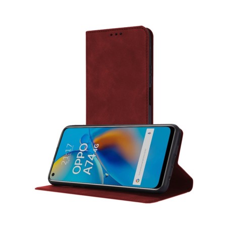 Funda Polipiel con tarjetero para Oppo A74 4G color Roja