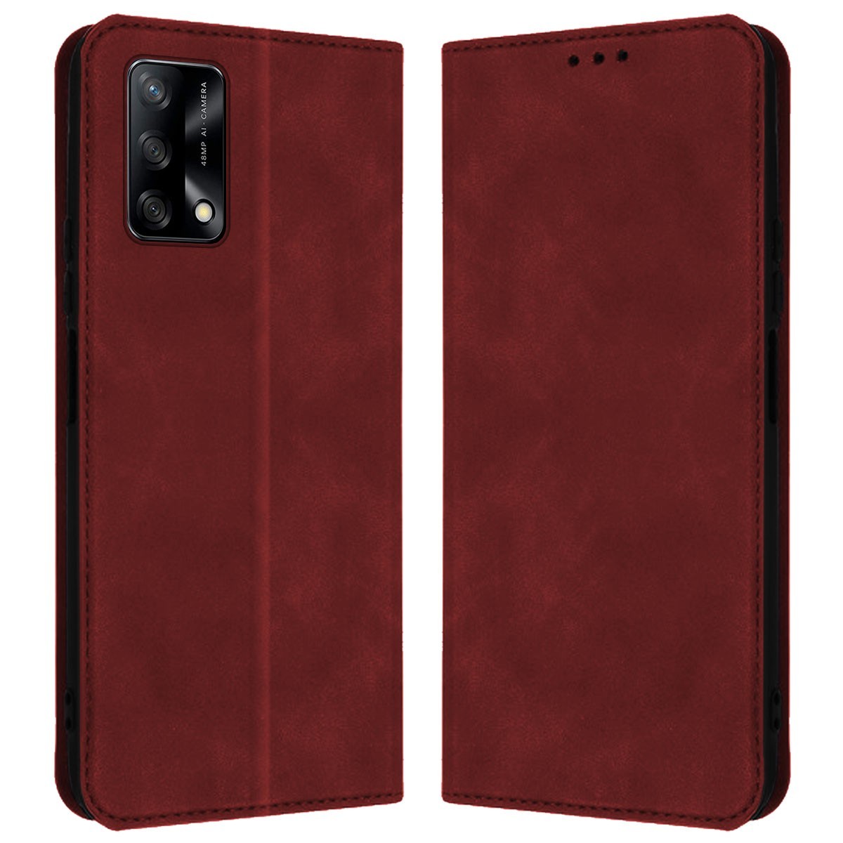 Funda Polipiel con tarjetero para Oppo A74 4G color Roja