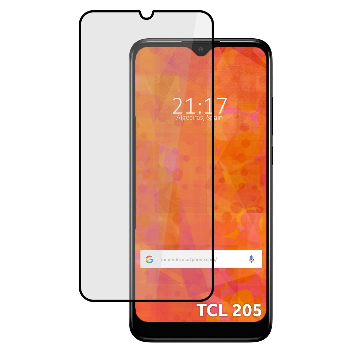 Protector Cristal Templado Completo 5D Full Glue Negro para TCL 205 Vidrio