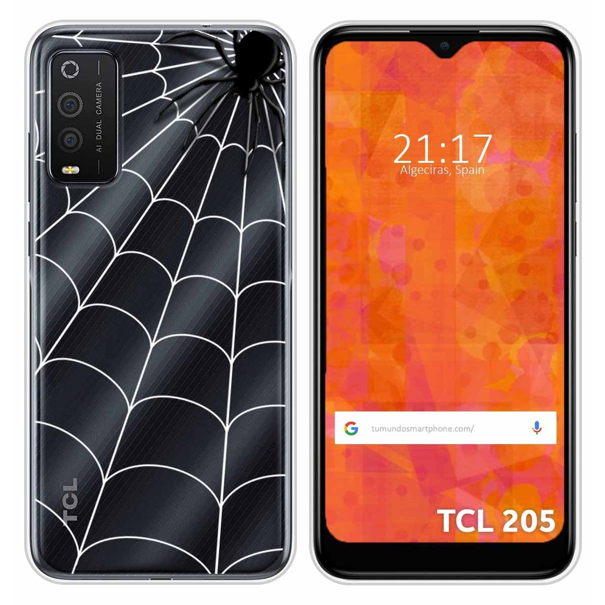 Funda Silicona Transparente para TCL 205 diseño Araña Dibujos