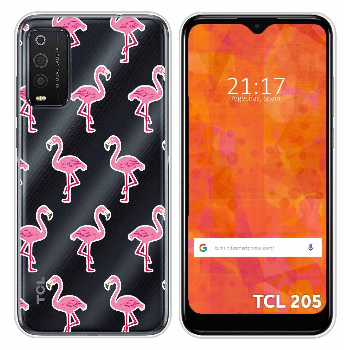 Funda Silicona Transparente para TCL 205 diseño Flamenco Dibujos