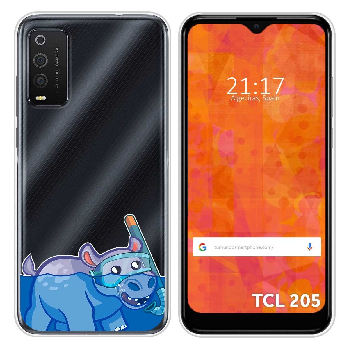 Funda Silicona Transparente para TCL 205 diseño Hipo Dibujos