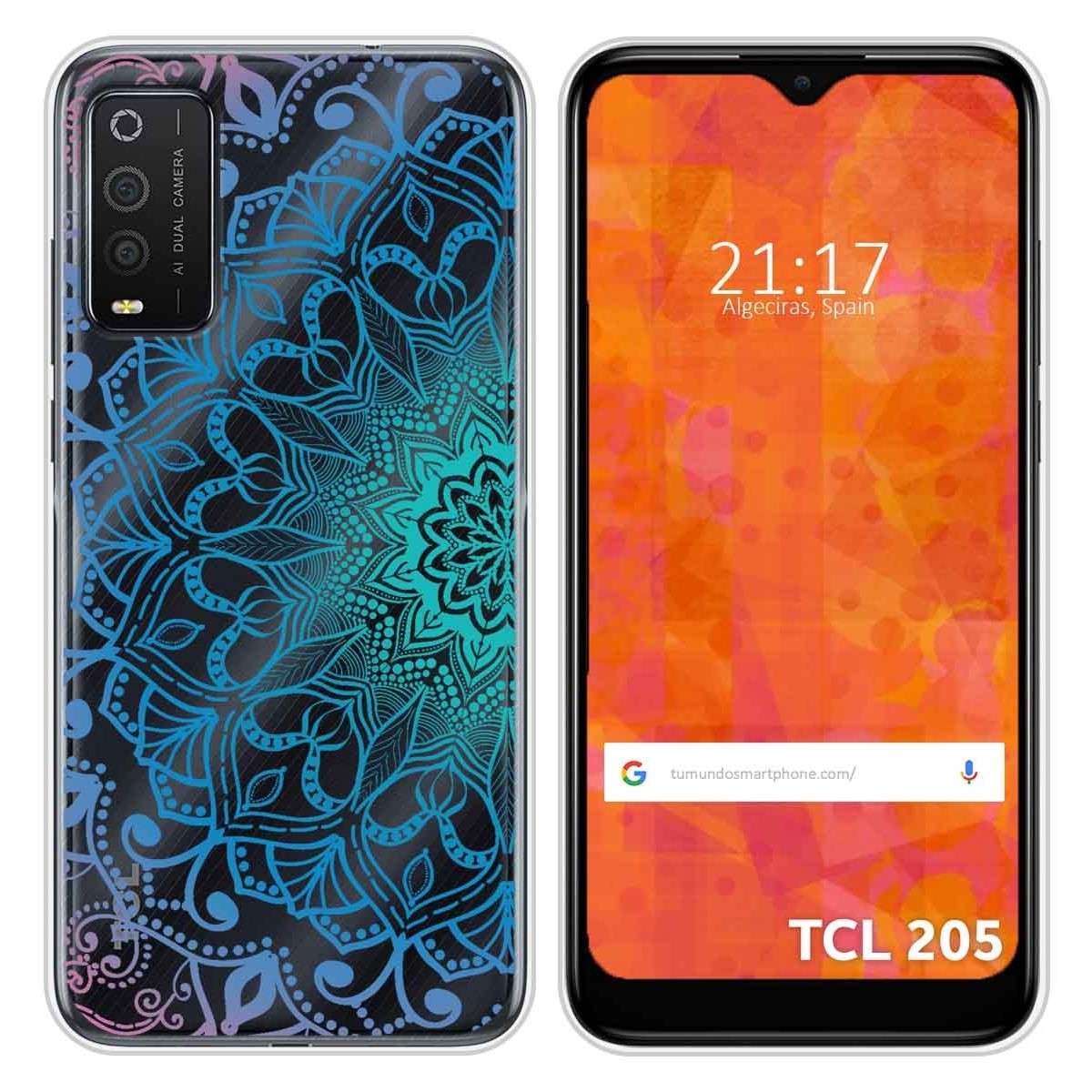 Funda Silicona Transparente para TCL 205 diseño Mandala Dibujos