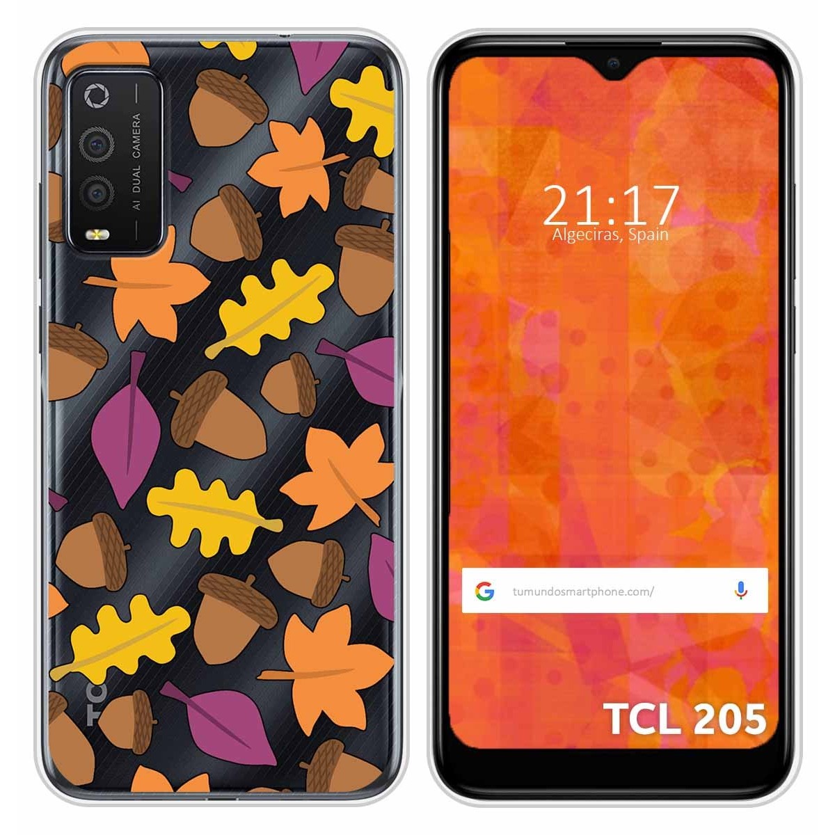 Funda Silicona Transparente para TCL 205 diseño Otoño Dibujos
