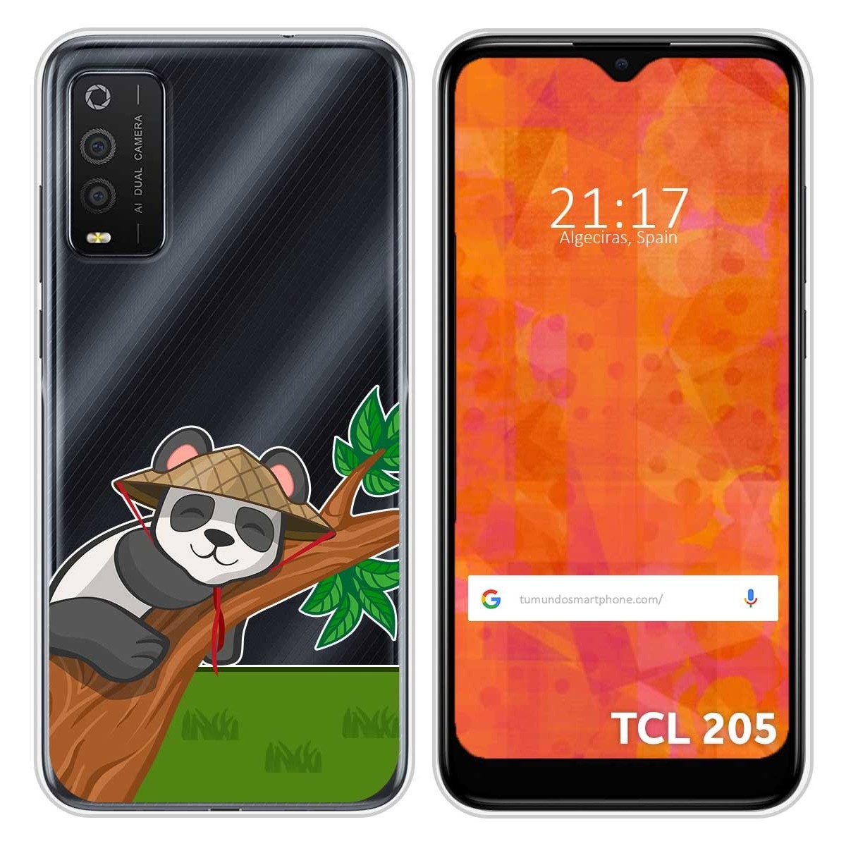 Funda Silicona Transparente para TCL 205 diseño Panda Dibujos