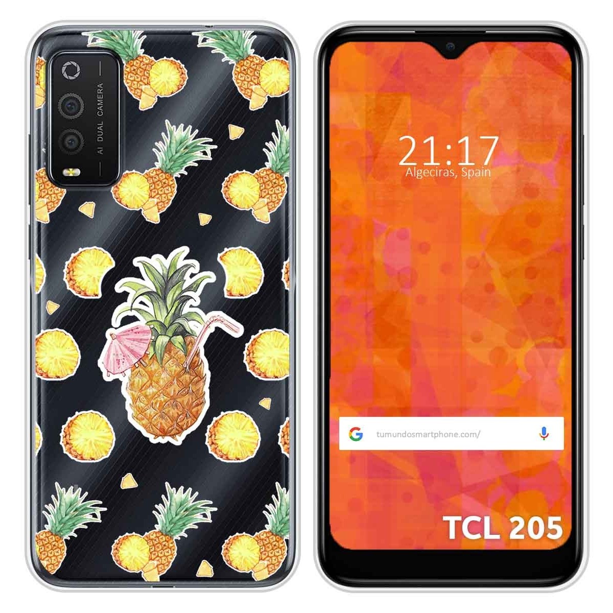 Funda Silicona Transparente para TCL 205 diseño Piña Dibujos