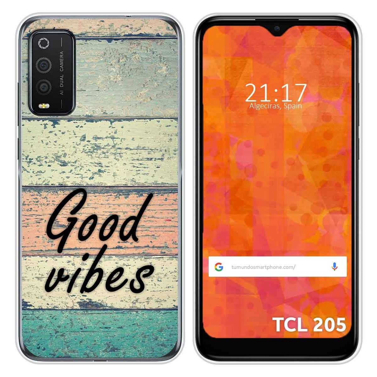 Funda Silicona para TCL 205 diseño Madera 01 Dibujos