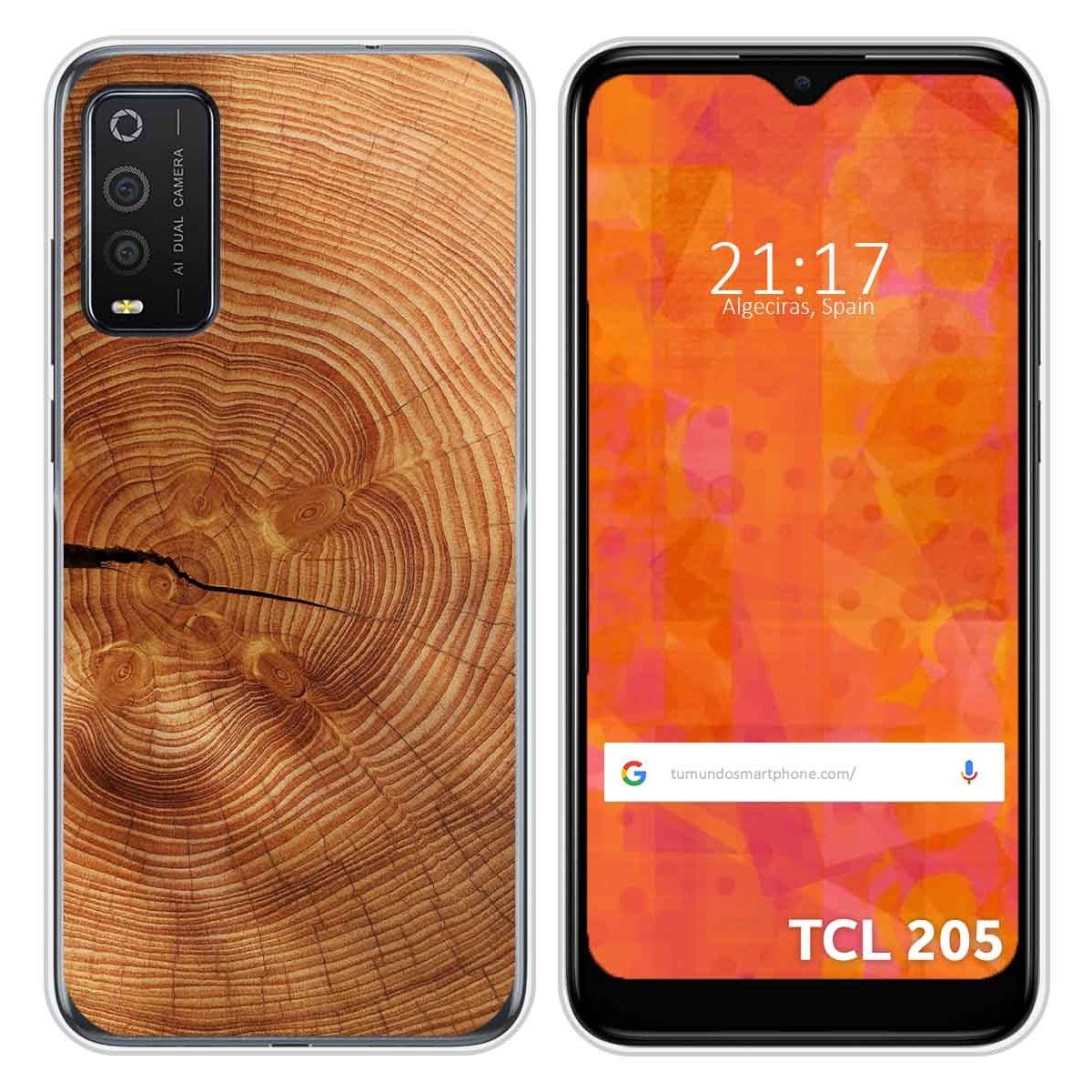 Funda Silicona para TCL 205 diseño Madera 04 Dibujos