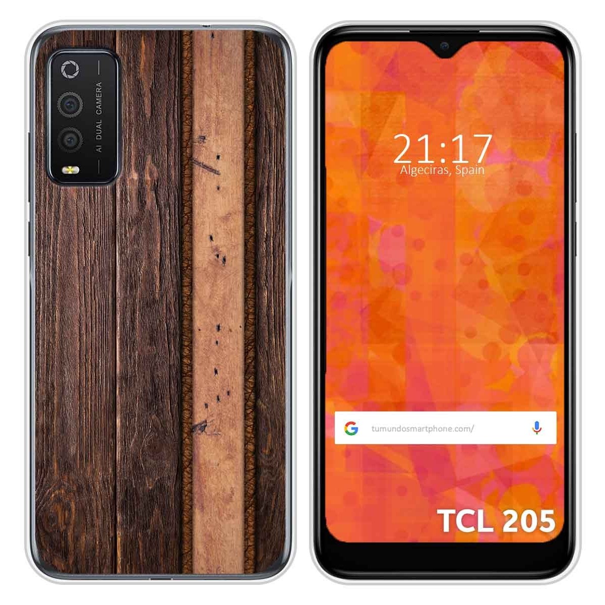 Funda Silicona para TCL 205 diseño Madera 05 Dibujos