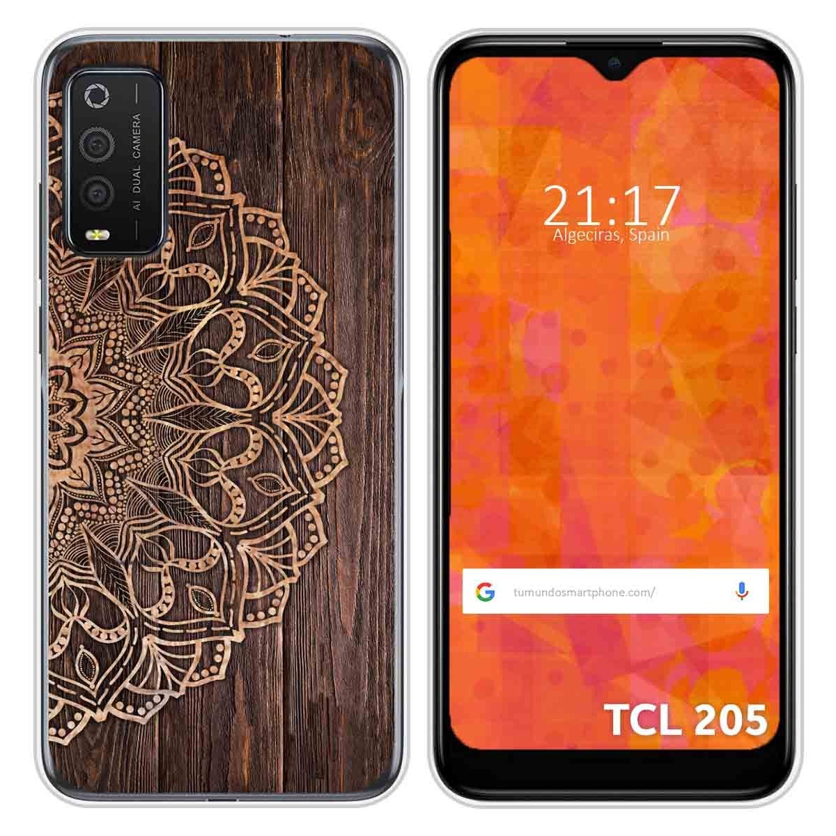 Funda Silicona para TCL 205 diseño Madera 06 Dibujos