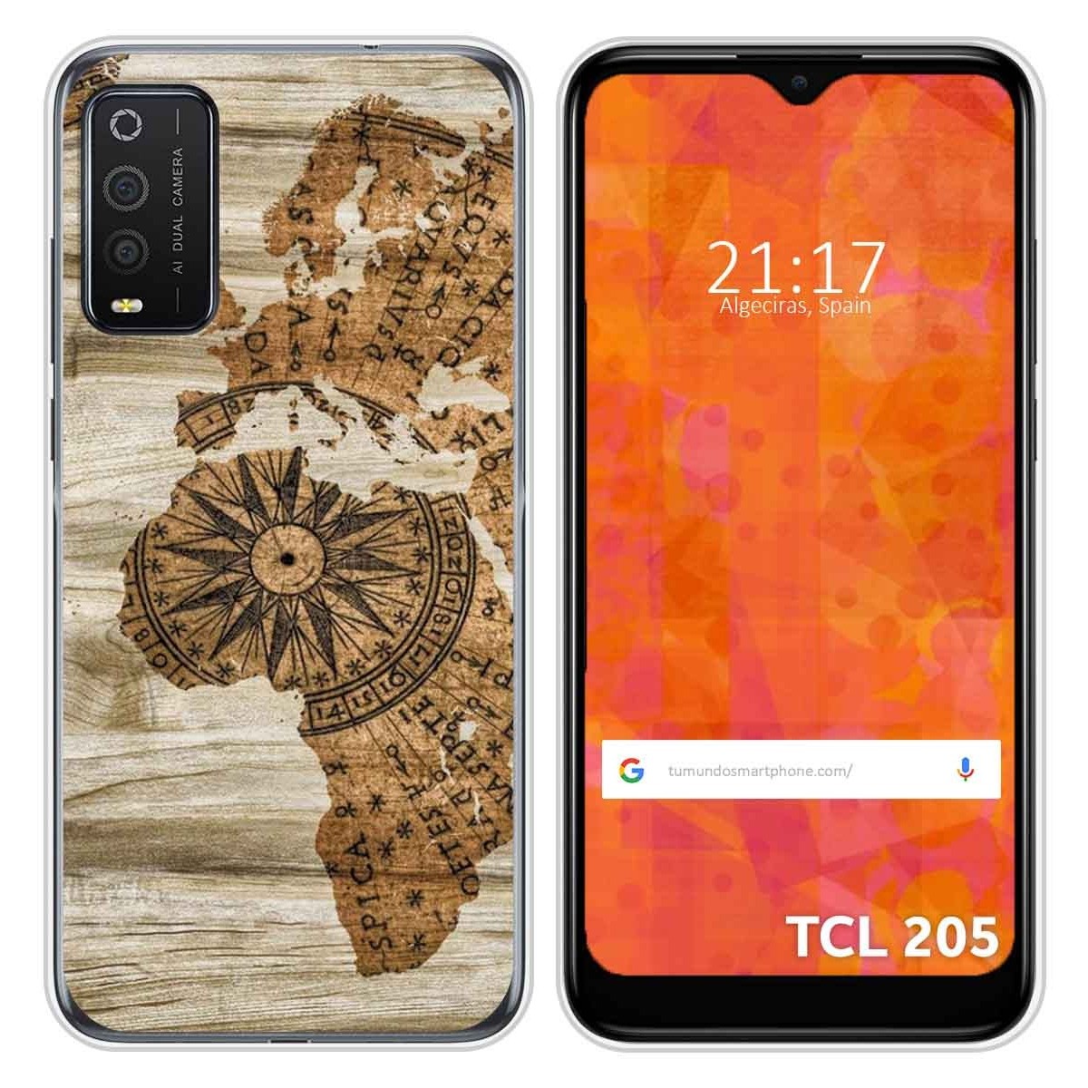 Funda Silicona para TCL 205 diseño Madera 07 Dibujos