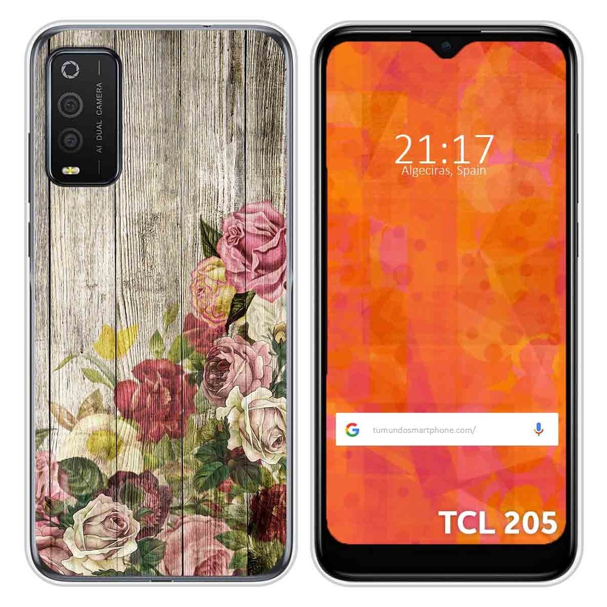 Funda Silicona para TCL 205 diseño Madera 08 Dibujos