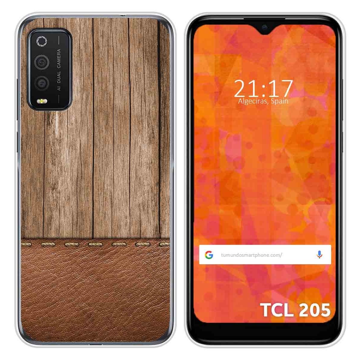 Funda Silicona para TCL 205 diseño Madera 09 Dibujos