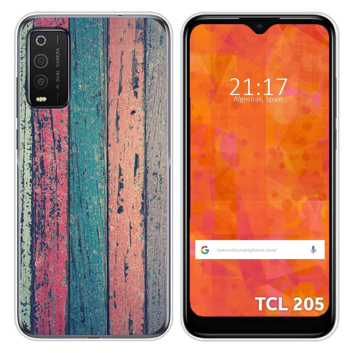 Funda Silicona para TCL 205 diseño Madera 10 Dibujos